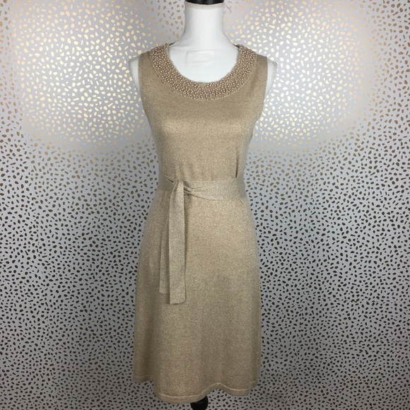 tevrow + chase Dresses & Skirts - Tevrow + Chase Metallic Knit Beaded Dress